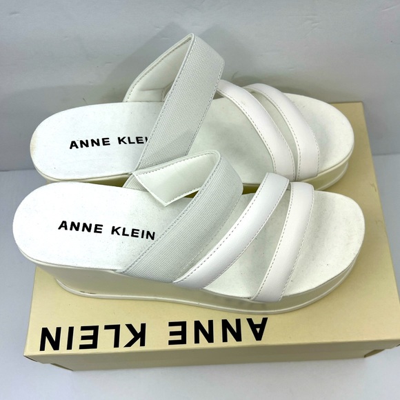 ANNE KLEIN, AKVAI WHITE SLIP ONS PLATFORM ELASTIC TOP WITH SUPER CUSHION SOLE9M - Picture 7 of 16